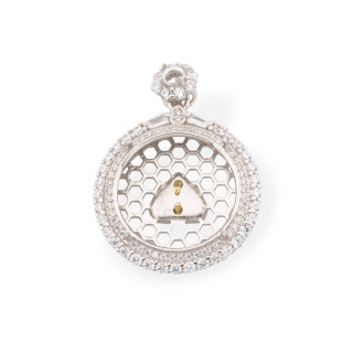 Base for Pendant 925 Silver Bezel Pendant 24x32mm 1pc Rhodium Plated