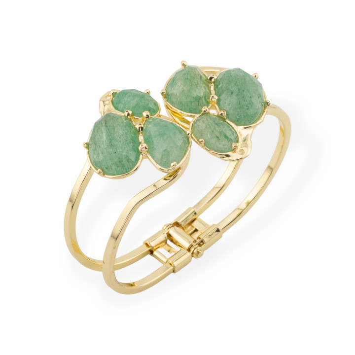 Μπρούντζο βραχιόλι και κεντρικό σετ ημιπολύτιμων λίθων 45x65mm Χρυσοπράσινο Aventurine