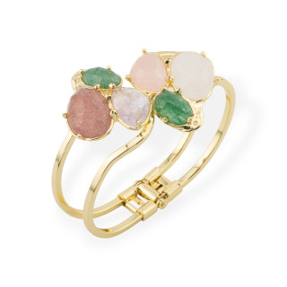 Bronze Bracelet With Central Stones Set 45x65mm Gold MIX1