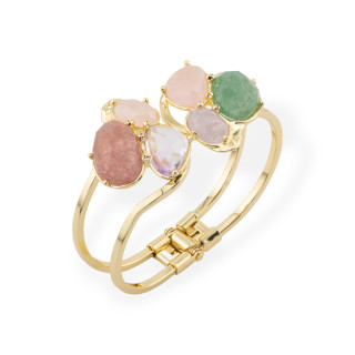 Bracciale Di Bronzo E Centrale Di Pietre Dure Incastonate 45x65mm Dorato MIX Casuale