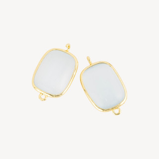 Conector de componente de latón con rectángulo de ojo de gato 16x21 mm con 2 anillos 8 piezas amarillo claro