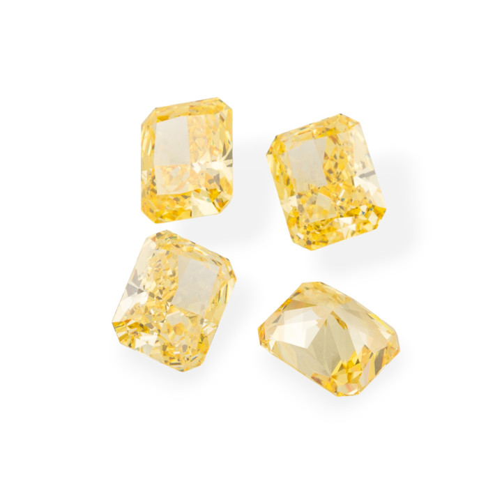 Gemma Corindone Sintetico Created Corundum Taglio Rettangolare 8x10mm 4pz Yellow Citrine