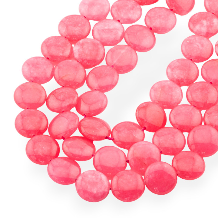 Jade Economic Line Round Flat Smooth Coin 15mm Rhodochrosite