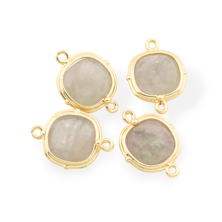 Messing-Komponentenverbinder mit Halbedelsteinen, Set 14 mm, 8 Stück, golden