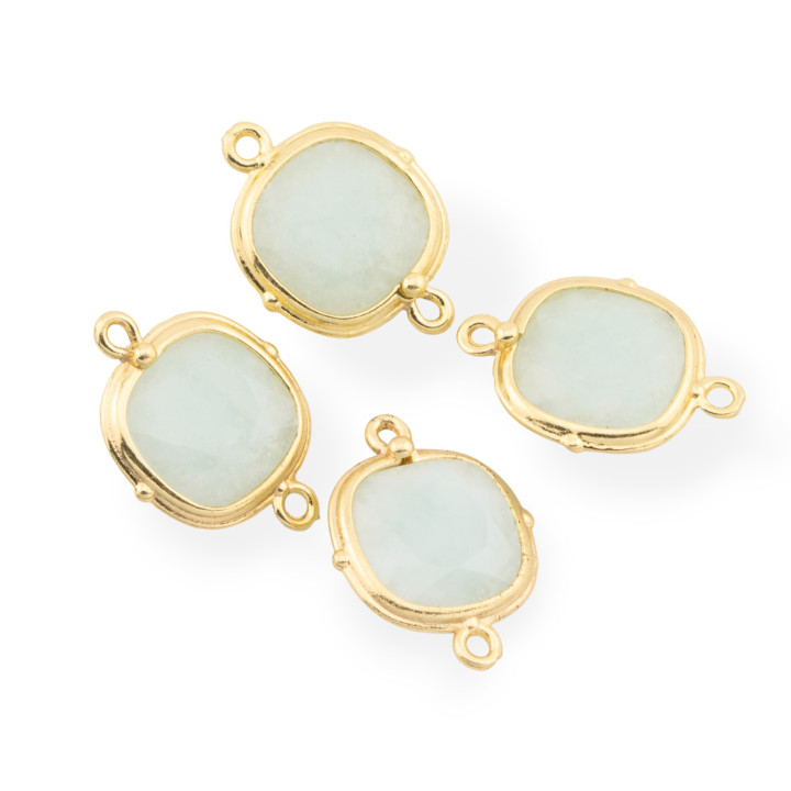 Connector Component Brass With Gemstones Set 14mm 8pcs Golden Amazonite