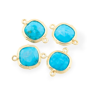 Connector Component Brass With Gemstones Set 14mm 8pcs Gold Magnesite