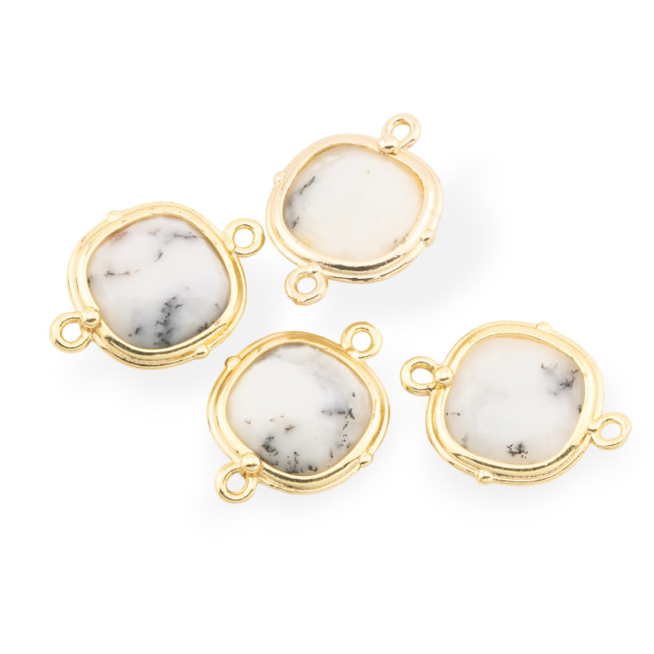 Conector de componente de latón con juego de piedras preciosas, 14 mm, 8 piezas de cuarzo dorado