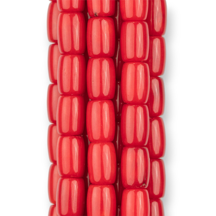 Red Bamboo Coral Barrel 07x10mm