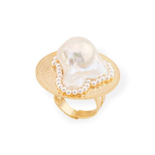 Bague En Bronze Avec Filigrane Et Perles D'eau Douce