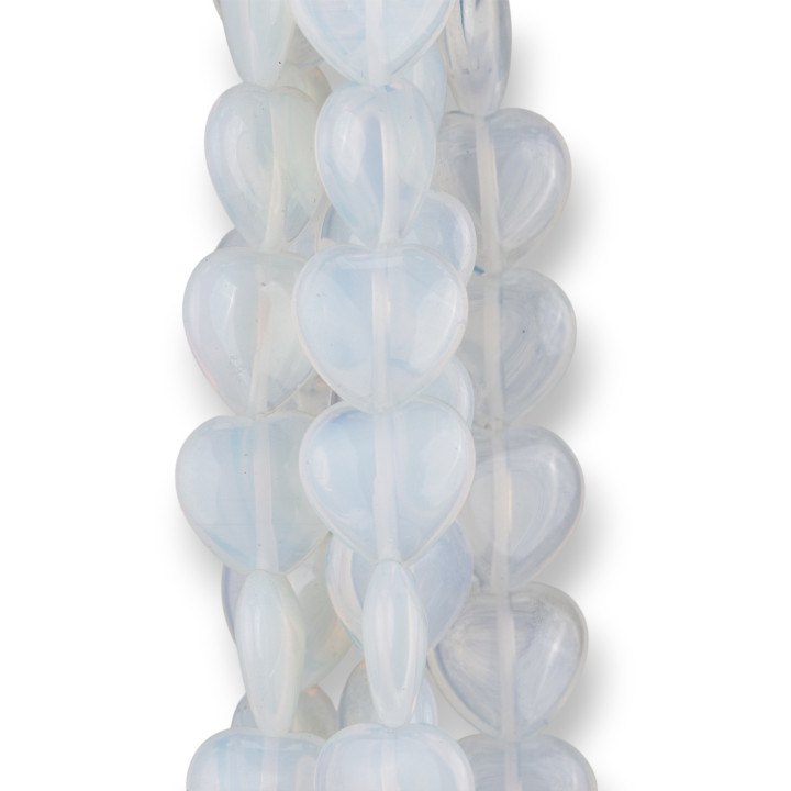 Flaches Herz aus synthetischem Opal, 12 mm