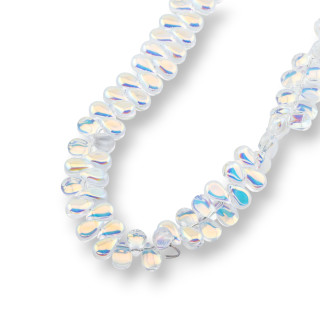 Perline Di Cristalli Gocce Briolette Lisce 9x6mm Bianco AB