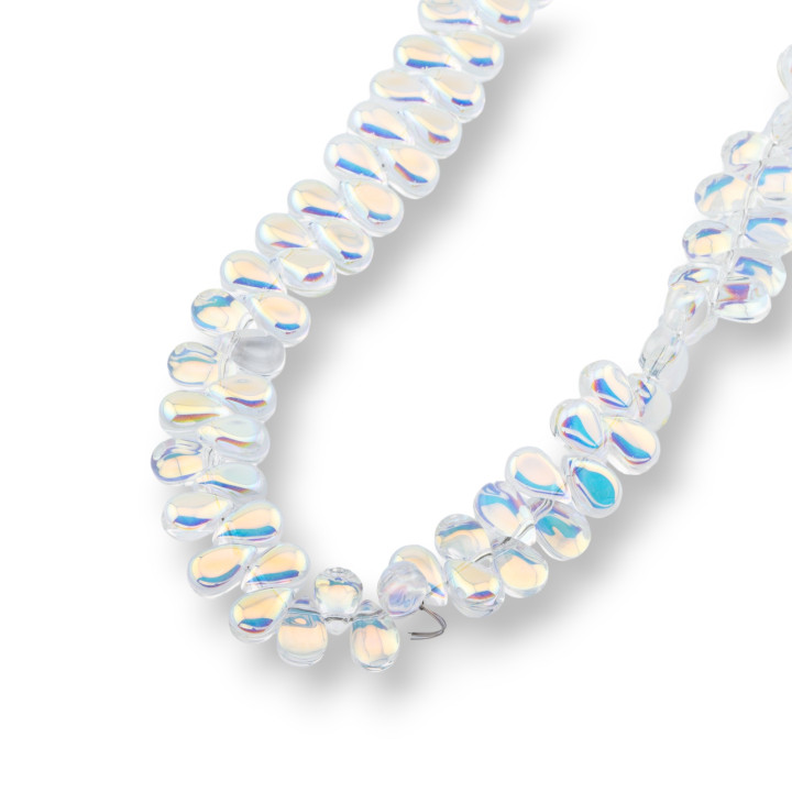 Smooth Briolette Drops Crystal Beads 9x6mm Λευκό ΑΒ