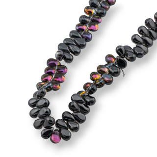 Smooth Briolette Drops Crystal Beads 9x6mm Peacock