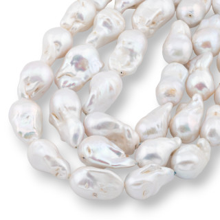 Perles de rivière baroques en forme de larme (NLQ) 90-100gr Blanc