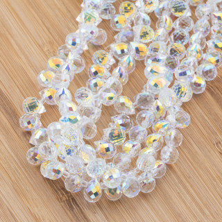 Crystal Beads Drops Briolette Faceted 10x8mm White AB