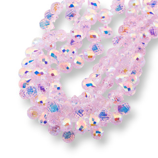 Crystal Beads Faceted Briolette Drops 10x8mm Pink AB