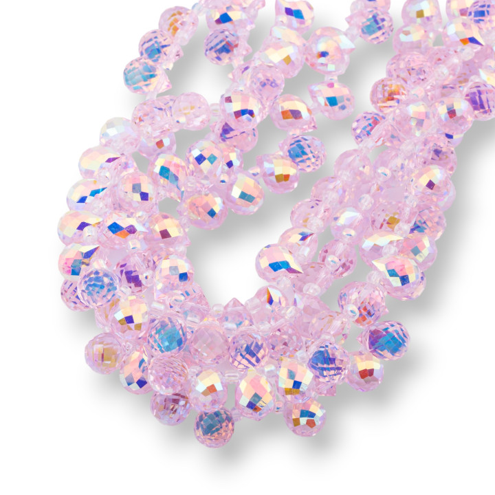 Cuentas de cristal Gotas Briolette facetadas 10x8 mm Rosa AB