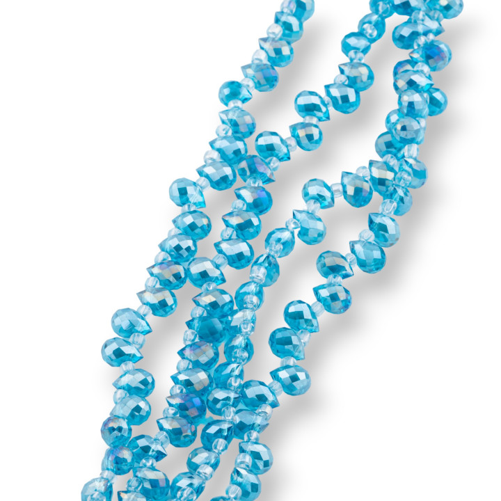 Perles de Cristal Gouttes Briolette Facettes 8x6mm Bleu Clair