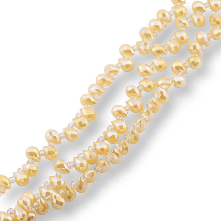 Perline Di Cristalli Gocce Briolette Sfaccettate 8x6mm Giallo