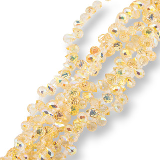 Perles de Cristal Gouttes Facettes Briolette 8x6mm Jaune
