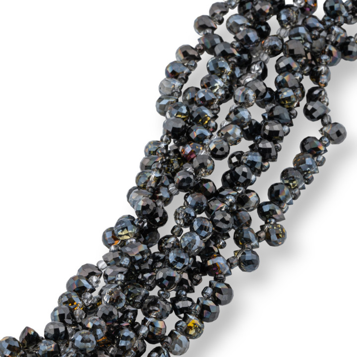 Crystal Beads Drops Briolette Faceted 8x6mm Grey