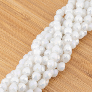 Crystal Beads Drops Briolette Faceted 8x8mm White