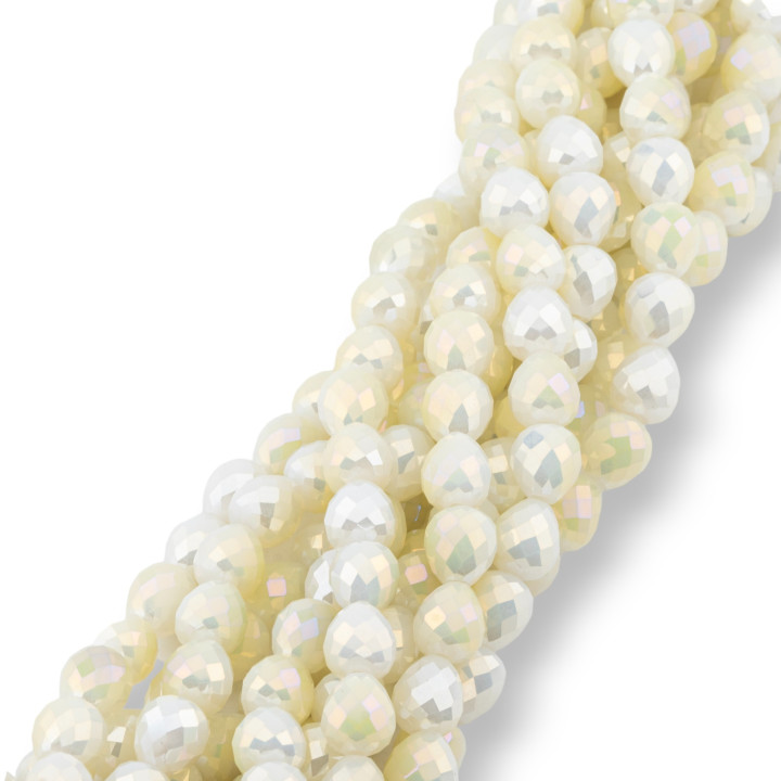 Crystal Beads Faceted Briolette Drops 8x8mm Ανοιχτό κίτρινο