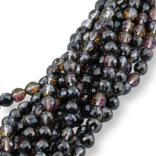 Cuentas de cristal Gotas Briolette facetadas 8x8mm Negro AB