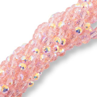 8x8mm Pink AB Faceted Briolette Drop Crystal Beads