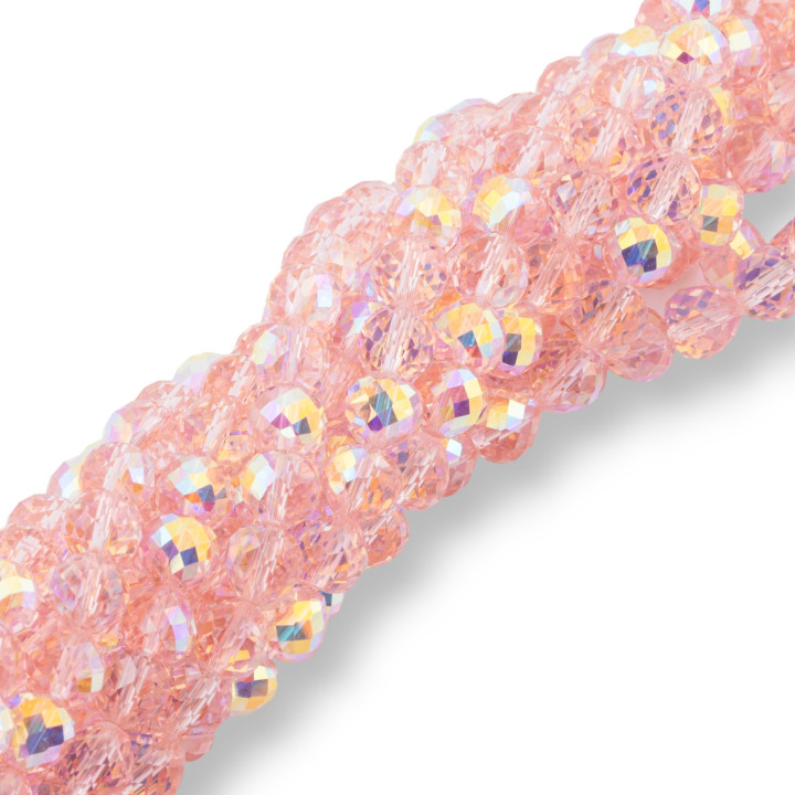 Crystal Beads Faceted Briolette Drops 8x8mm Pink AB