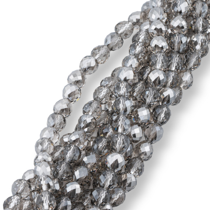 Cuentas de cristal Gotas Briolette facetadas 8x8mm Plata