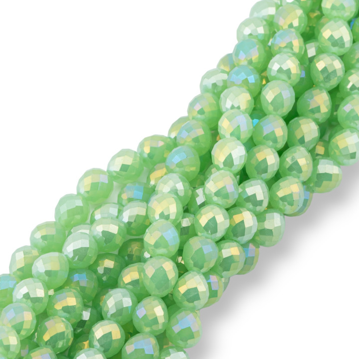Crystal Beads Drops Briolette Faceted 8x8mm Light Green
