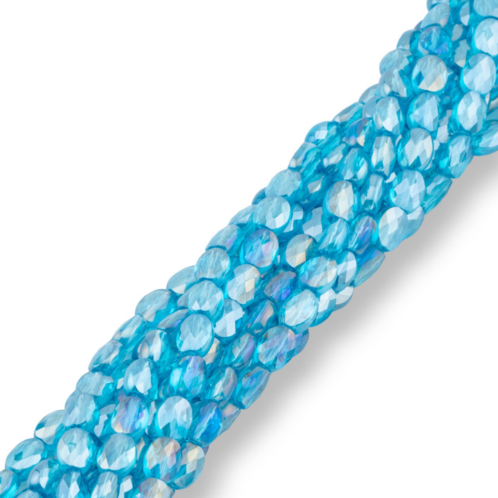 Crystal Beads Oval Flat Faceted 6x8mm Light Blue