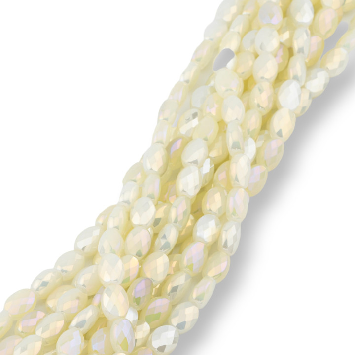 6x8mm Yellow Faceted Flat Oval Crystal Beads