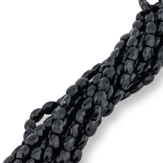 Perline Di Cristalli Ovale Piatto Sfaccettato 6x8mm Nero