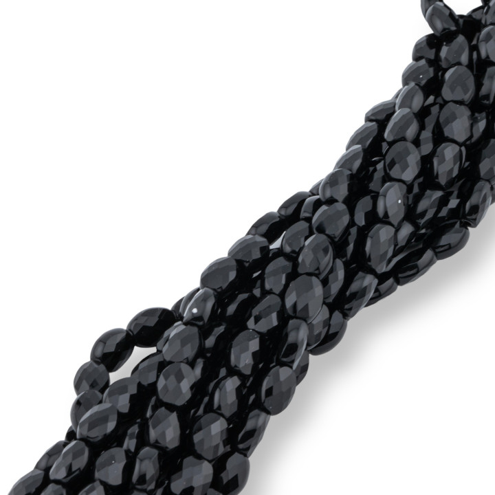 Cuentas de Cristal Ovaladas Planas Facetadas 6x8mm Negro
