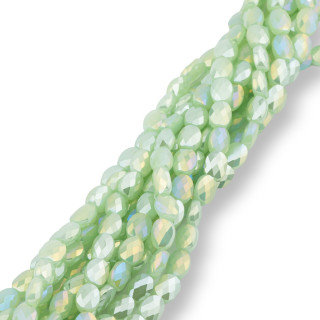 6x8mm Green Faceted Flat Oval Crystal Beads