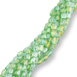 Perline Di Cristalli Ovale Piatto Sfaccettato 6x8mm Verde Chiaro