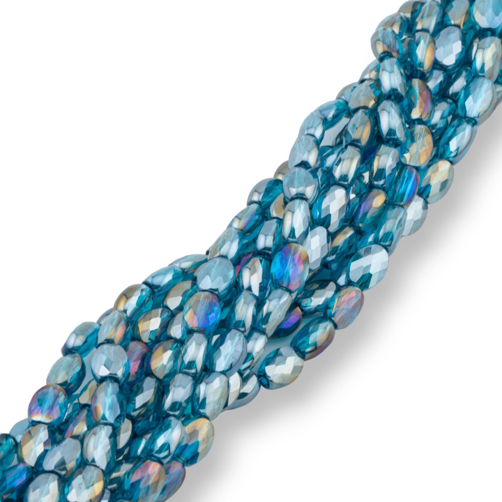 Κρυστάλλινες Χάντρες Οβάλ Επίπεδες 6x8mm Σμαραγδένιο Πράσινο