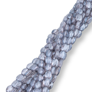 Kristallperlen, oval, flach, facettiert, 6 x 8 mm, Lila