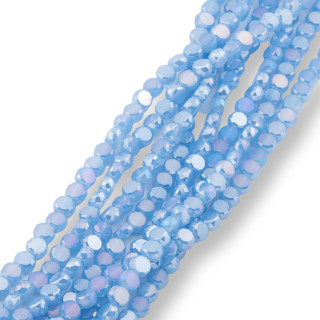 6mm Light Blue Faceted Flat Round Crystal Beads