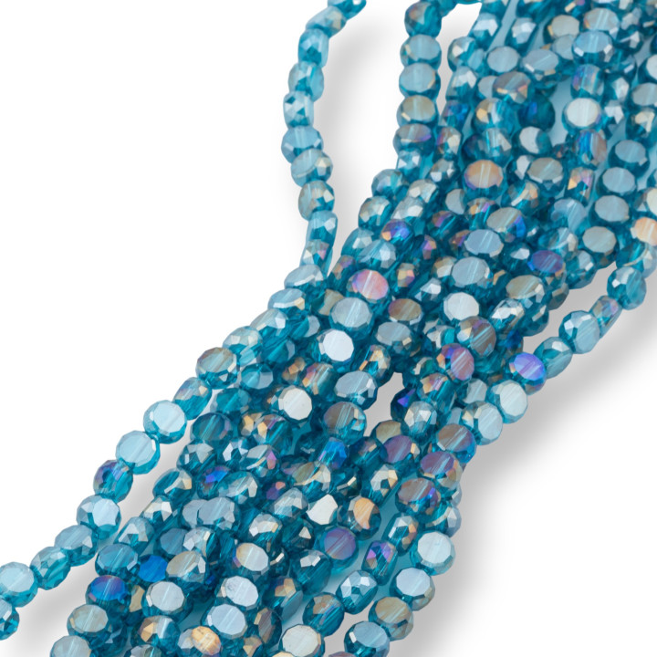 Perles rondes plates en cristal à facettes 6 mm Bleu clair AB