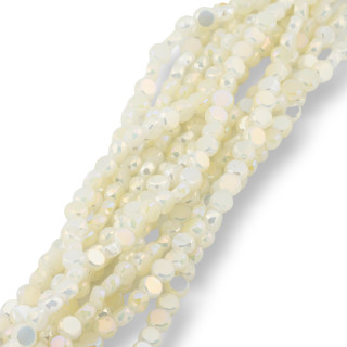 6mm Light Yellow Faceted Flat Round Crystal Beads