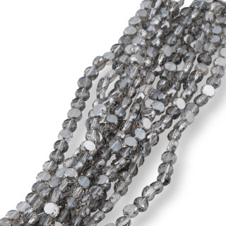 6mm Grey Faceted Flat Round Crystal Beads