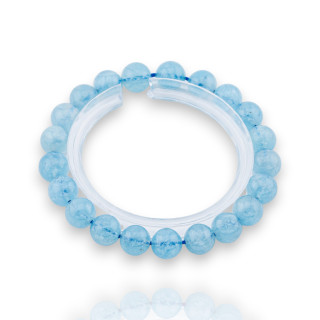 Bracelet rond lisse au lait aigue-marine (ZSS) 9 mm