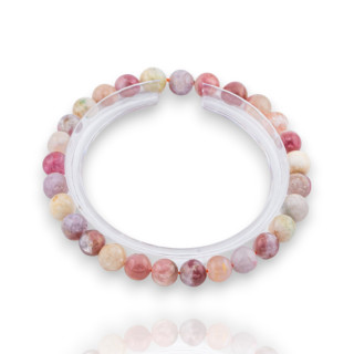 Glattes, rundes, raues, mehrfarbiges Turmalin-Armband (ZLE), 07 mm