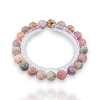 Pulsera de Turmalina Multicolor Lisa Redonda Rugosa (ZLE) 09mm
