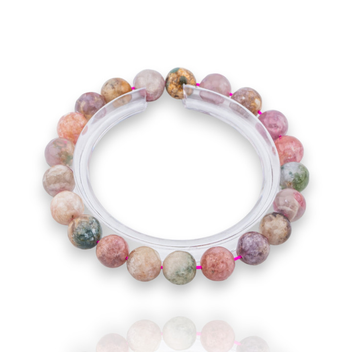 Pulsera de Turmalina Multicolor Lisa Redonda Rugosa (ZLE) 09mm