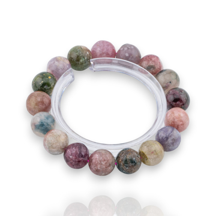 Bracciale Di Tormalina Multicolor Grezzo Tondo Liscio (ZLE) 13mm