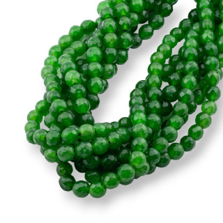 Giada Giadeite Colorata Linea Economica Perlina Tonda Sfaccettata 6mm Verde Smeraldo